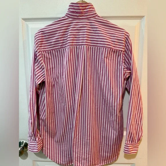Frank & Eileen Joedy Pink and White Striped Button Down Shirt - Picture 8 of 9